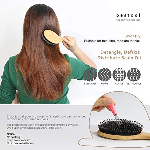 Buy now BESTOOL Hair Brush (Regular & Small), Boar Bristle Hair Brushes for Women Men Kids Thick Fine Curly Hair, Hairbrush for Detangling, Soften & Silky Shine at indiglob india