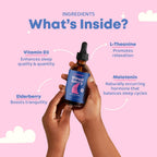 JoySpring SleepBerry Kids Melatonin 3mg Drops, Berry, 1 fl oz, 30 Ct | With L-theanine and Vitamin D plus soothing botanicals, supports calm, restful nights, non-habit forming, sugar-free