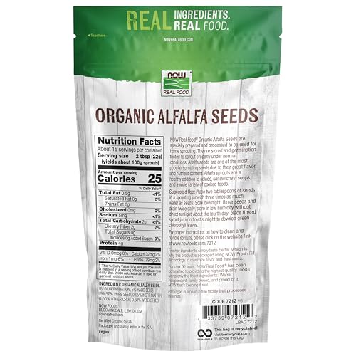 Buy now NOW Foods, Organic Alfalfa Seeds For Sprouting, Grown in the USA, Certified Non-GMO, 12-Ounce (Packaging May Vary) at indiglob india