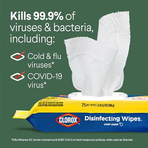 Buy now Clorox Disinfecting Wipes, Bleach Free Cleaning, Crisp Lemon, 75 Count (Pack May Vary) at indiglob india