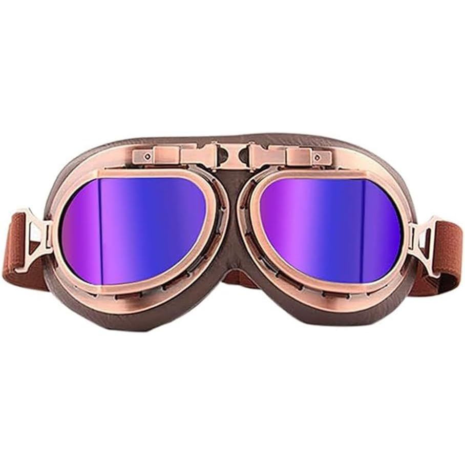 Buy now evomosa Motorcycle Goggles Vintage Pilot Style Cruiser Scooter Goggle Outdoor Sand Goggles Bike Racer Cruiser Touring Eyewear for Half Helmet Copper Blue at indiglob india