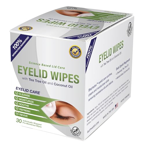 Buy now Lunovus Premium Eyelid Wipes With Tea Tree and Coconut Oil - Cleansing Wipes for People Itchy Eyes - Individually Wrapped - Box Of 30 Natural Eye Wipes at indiglob india
