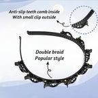 2 Pcs Braided Bangs Headband with Teeth, Professional Weaving Clip | Invisible Fringe Styling Tool for Women Girls, for Fine or Thick Hair