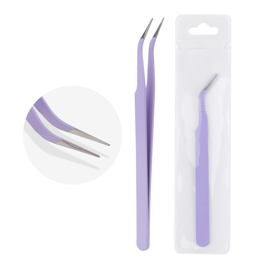 WENDY LASHES Tweezers for Eyelash Extensions, Lash Applicator Tool Purple | Precision Tip, Stainless Steel, Anti-slip Grip, Professional Grade