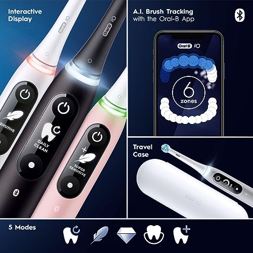 Buy now Oral-B iO Deep Clean + Protect Rechargeable Electric Toothbrush, Black, iO Series 7, 2 Replacement Brush Heads, Charging Travel Case at indiglob india