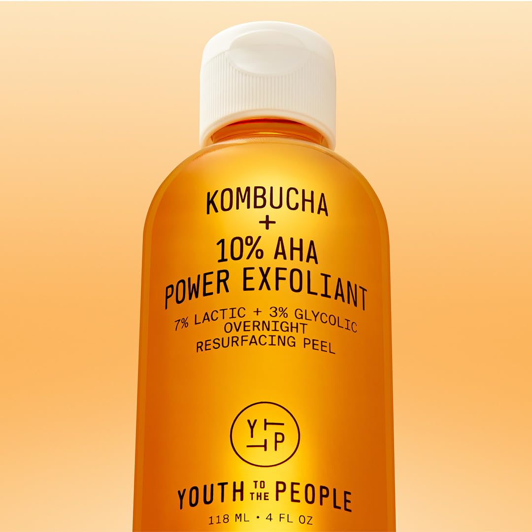 Buy now Youth To The People Kombucha + 10% AHA Power Exfoliant (4 fl oz), Overnight Resurfacing Peel, Helps Fade Discoloration + Smooth Skin Texture, Lactic + Glycolic Acid, Fragrance-free, Vegan at indiglob india