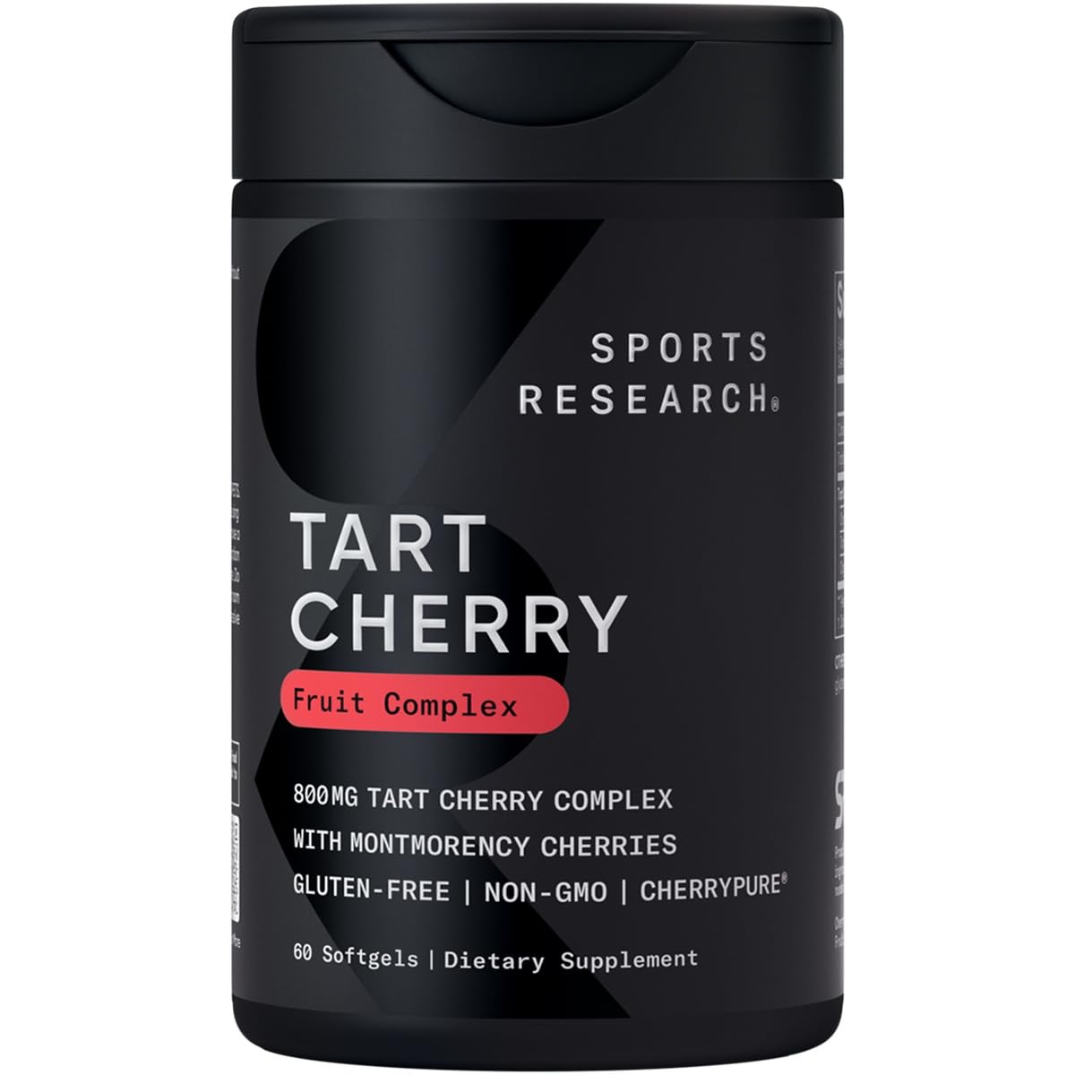 Sports Research® Tart Cherry Fruit Complex 800mg, 60 Softgels | Made from Montmorency Tart Cherries | Non-GMO, Gluten Free, 60 Servings