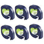 Buy now FlyLong 6pack Compatible Label Tape Replacement for DYMO Letratag 91330 Paper Refills 12mm x 4m (1/2 Inch x 13 Feet) Black on White Label Tapes 10697 for DYMO LetraTag Plus LT100H LT100T Label Makers at indiglob india