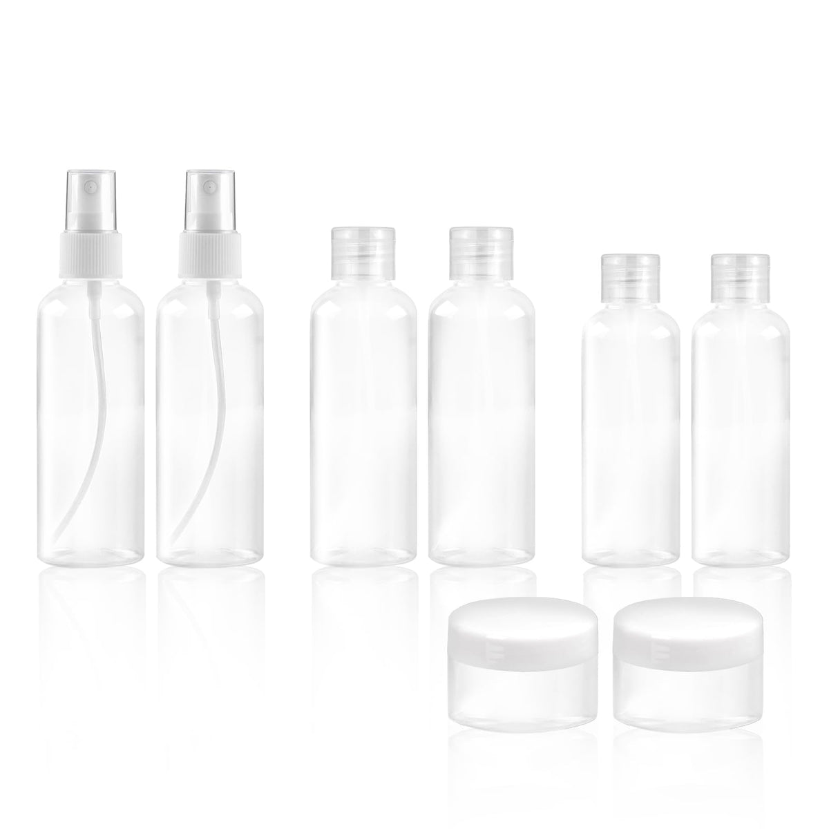 Ninsula 8Pcs Travel Bottles Set, TSA Approved Travel Size Toiletries, Reusable Leak Proof Cosmetic Containers for Shampoo, Conditioner, Cream -Women Men Travel Essentials