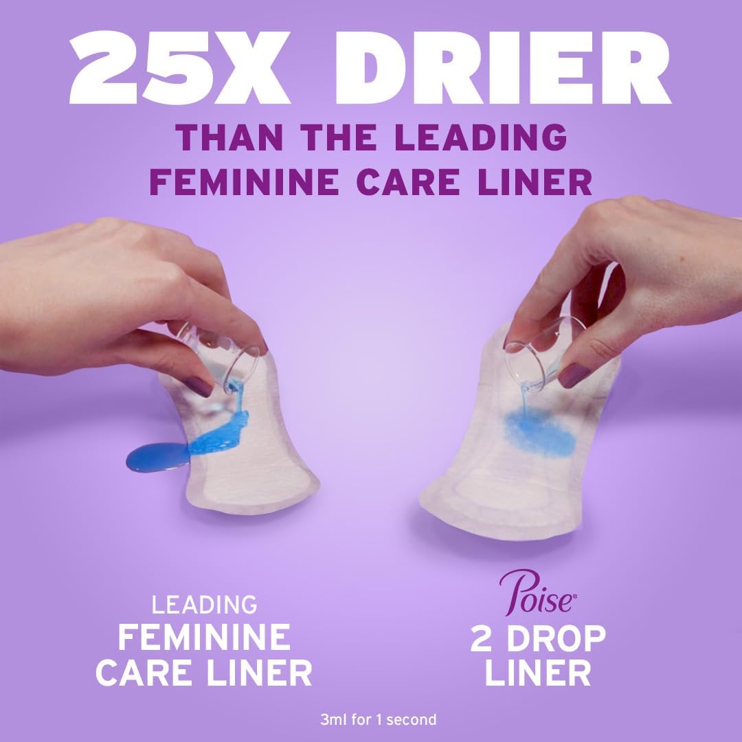 Buy now Poise Daily Liners, Incontinence Panty Liners for Bladder Leaks, 2 Drop Very Light Absorbency, Regular Length, 48 Count of Pantiliners, Packaging May Vary at indiglob india