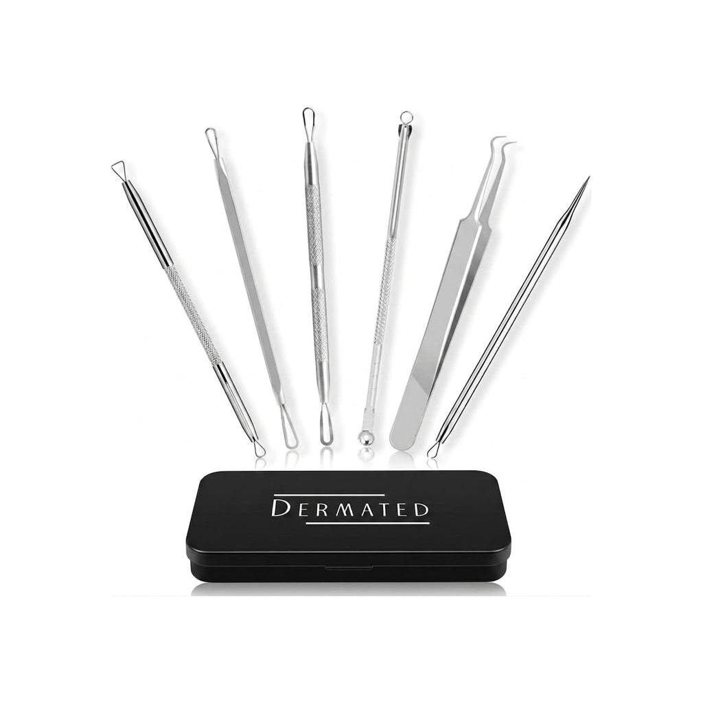 6 Pcs Pimple Popper Tool Kit Blackhead Remover, 410 Grade Stainless Steel | Professional Pimple Extractor Tool Kit for Blackheads, Comedone, Acne, Zit and Whiteheads, Stainless Steel Extraction Tools