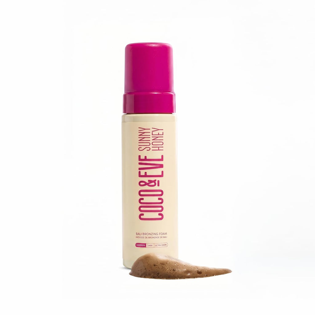 Coco & Eve Sunny Honey Bronzing Self Tanner Mousse - Dark, 6.7 fl oz | Sunless Self Tan for Body & Face, Bali Bronzing Tanning Foam, Natural Looking Glow for Women & Men, Bronzes Skin, Streak Free