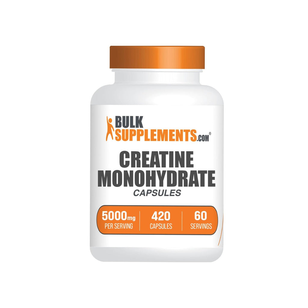 BulkSupplements.com Creatine Monohydrate Capsules - Micronized Creatine Pills - Gluten Free, 7 Capsules per Serving (5000mg), 420 Count (Pack of 1)