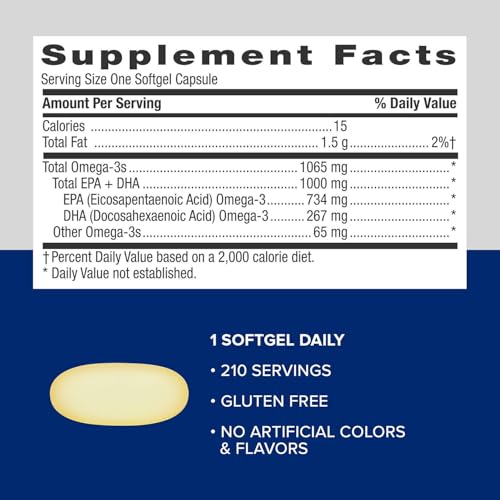 Buy now GNC Triple Strength Fish Oil Omega 3 Supplement, 1000mg EPA and DHA, Supports Heart, Brain, Skin, Eye and Joint Health, 210 Softgels at indiglob india