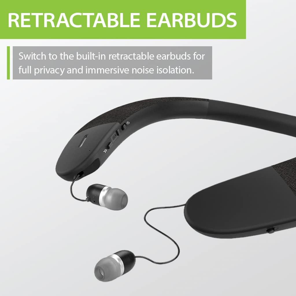 Buy now Avantree Torus Wearable Wireless Neck Speaker, Bluetooth 5.0, aptX HD, Low Latency, Personal Neckband Speakers with Retractable Earbuds, Superb Audio Quality, 3D Surround Stereo for Music TV (NB05) at indiglob india