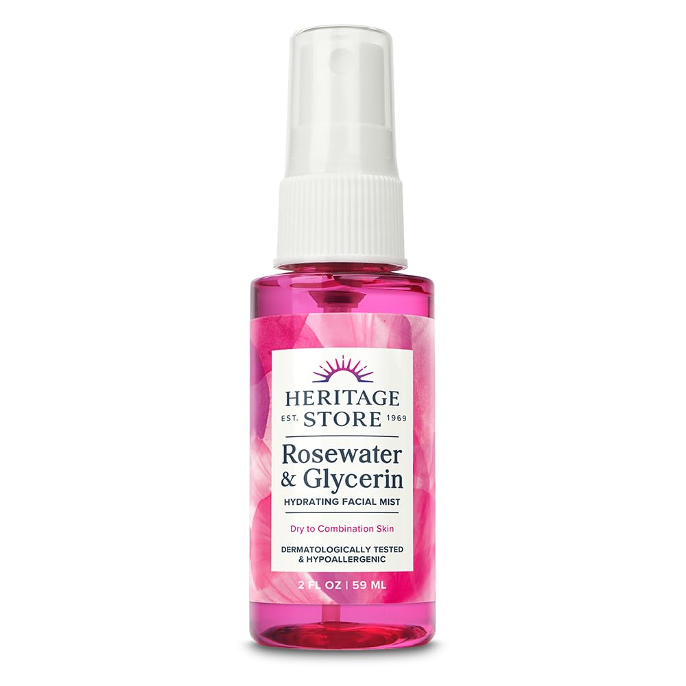 Buy now HERITAGE STORE Rosewater & Glycerin Hydrating Facial Mist - Dry Combination Skin Care - Rose Water Spray w/ Vegetable Glycerine, Made Without Dyes or Alcohol, Hypoallergenic, Vegan, Cruelty Free, 4oz 2 Fl Oz (Pack of 1) at indiglob india