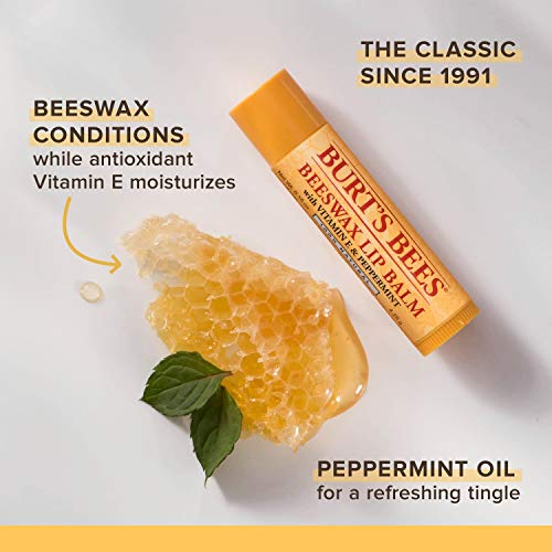 Buy now Burt's Bees Lip Balm Stocking Stuffers, Moisturizing Lip Care Holiday Gift, 100% Natural, Original Beeswax with Vitamin E & Peppermint Oil (4 Pack) at indiglob india