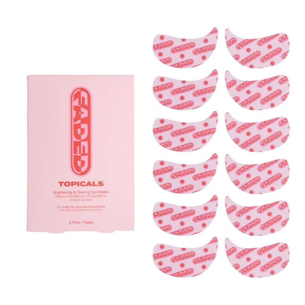 Topicals, Faded Brightening Under Eye Masks, Depuffs & Brightens, Set of 6 | Patches Hydrate & Cool, Reduce Dark Circles & Fine Lines, Kojic Acid, Caffeine, Niacinamide