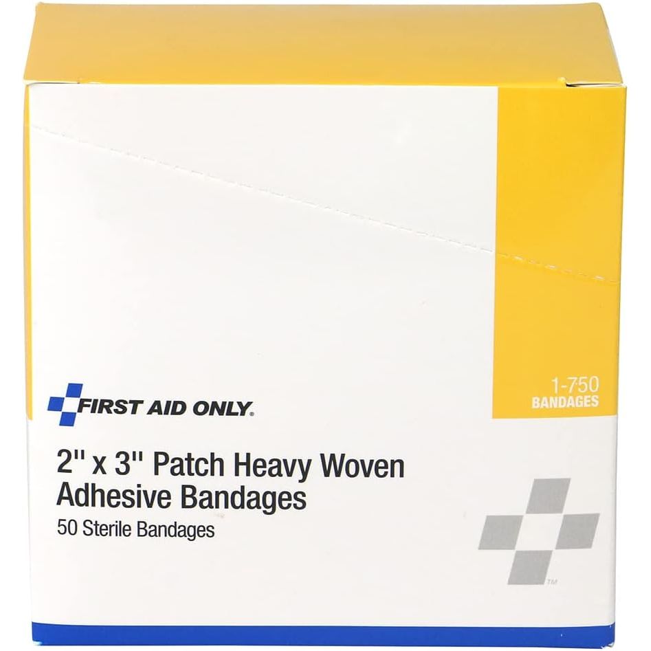 Buy now First Aid Only 1-750 Heavy Woven Fabric Adhesive Bandages, 2" x 3" Extra Large, 50 Count at indiglob india