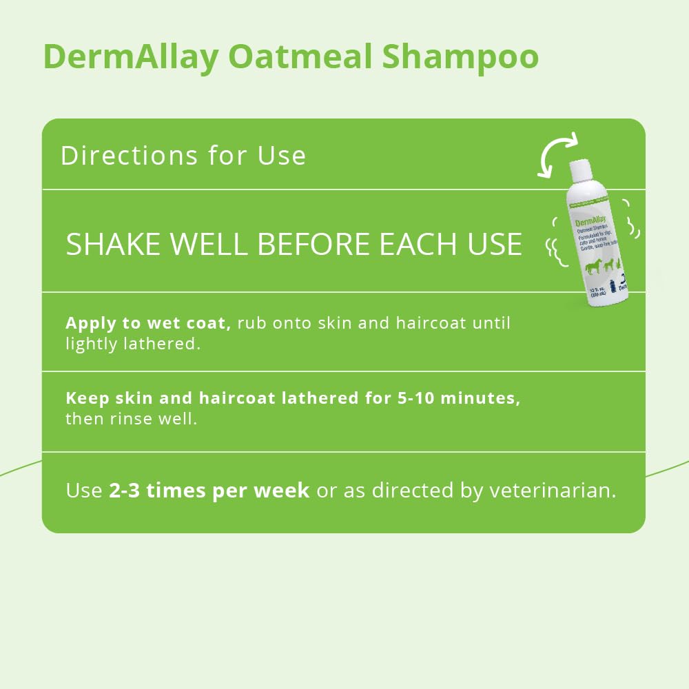 DermAllay Oatmeal Shampoo for Dogs, Cats and Horses, 12 Fl Oz