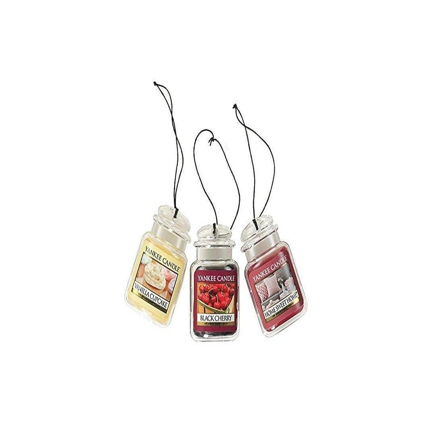 Buy now Yankee Candle Hanging Car Jar Ultimate 3-Pack Air Fresheners Neutralizes Odors Up to 30 Days Includes: Beach Walk Pink Sands and Sun and Sand (Pack of 3) Vanilla Cupcake, Black Cherry, Home Sweet Home 1 count (Pack of 3) at indiglob india