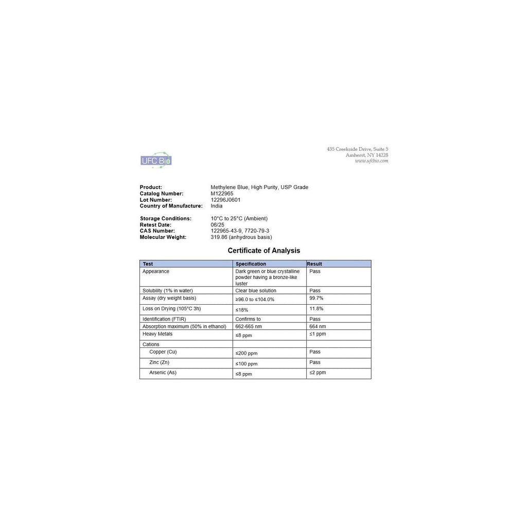 Buy now Methylene Blue Powder - USP Grade, 99+% - 3rd Party Tested - Formaldehyde Free - 1 Gram at indiglob india