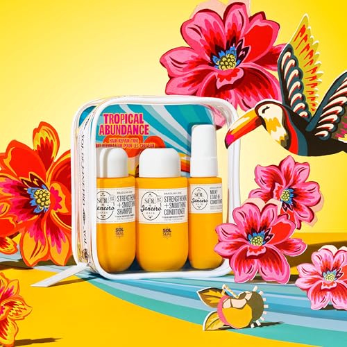 Buy now Sol de Janeiro Tropical Abundance Hair Repair Trio Travel Set | Jet Set | Sulfate Free Brazilian Joia Shampoo and Conditioner | Leave In Conditioner Spray | TSA Friendly | Amazon Exclusive at indiglob india