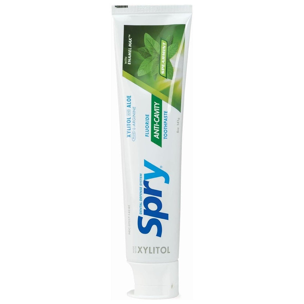 Buy now Spry Natural Xylitol Toothpaste 5oz for Adults and Kids with Fluoride, Gentle for Sensitive Teeth Whitening and Remineralizing, Breath Freshening, Mouth Moisturizing, Spearmint (Pack of 1) at indiglob india
