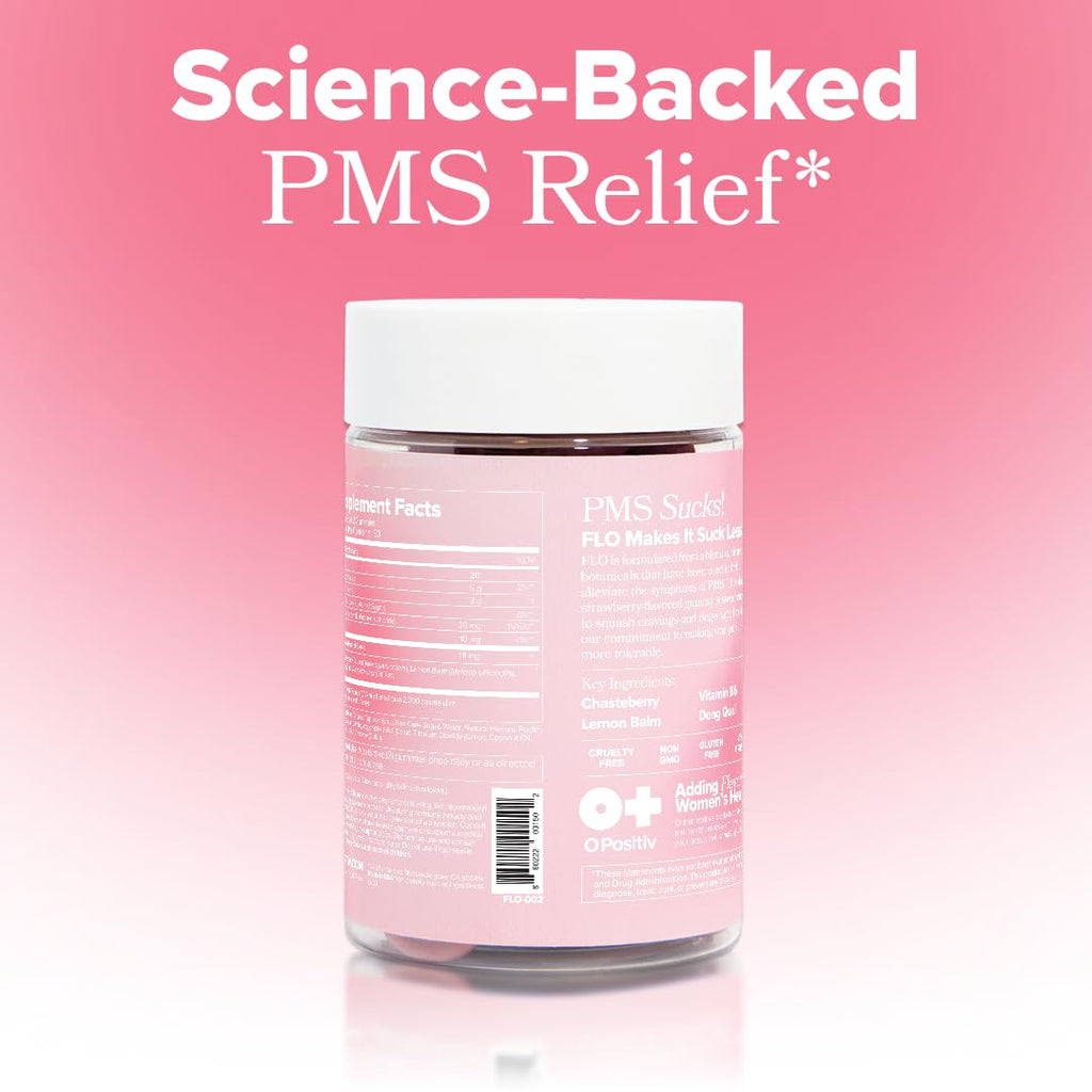 FLO PMS Gummies for Breakouts, Bloating, Cramps, & Mood – 30-Day Supply