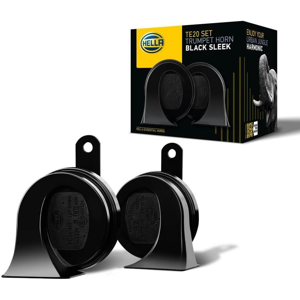 Buy now HELLA 007424801 Twin Trumpet High/Low Tone 12V Horn Kit with Bracket, Red Black Universal - 12 V (Box Pkg) at indiglob india