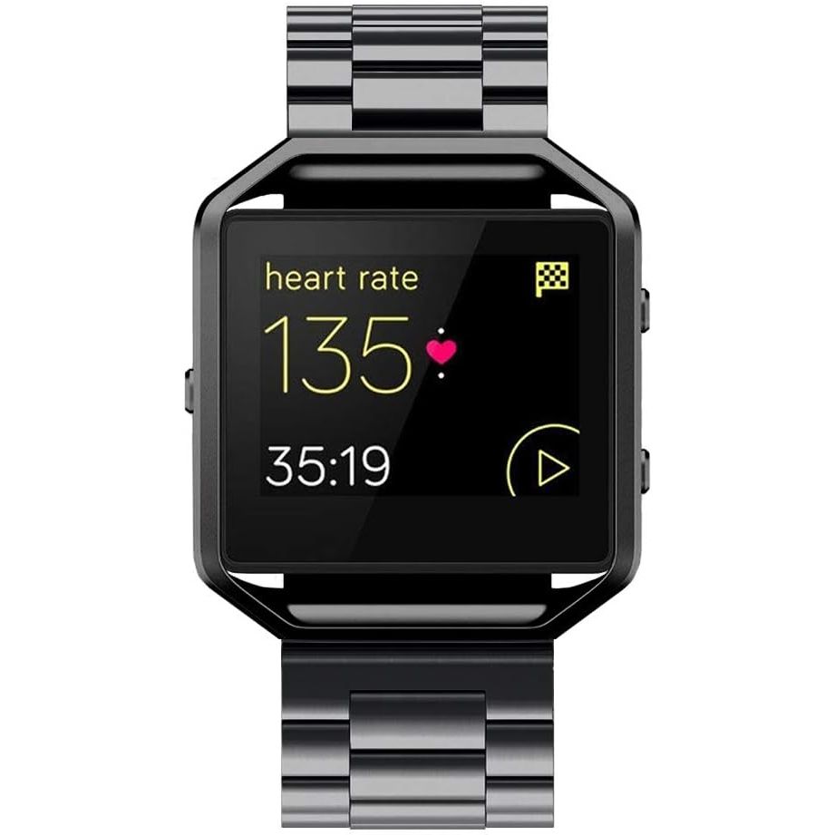 Buy now Simpeak Women Men Stainless Steel Metal Band Strap with Stailess Steel Frame Compatible with Fitbit Blaze, Match Link Removal Tool, Black at indiglob india