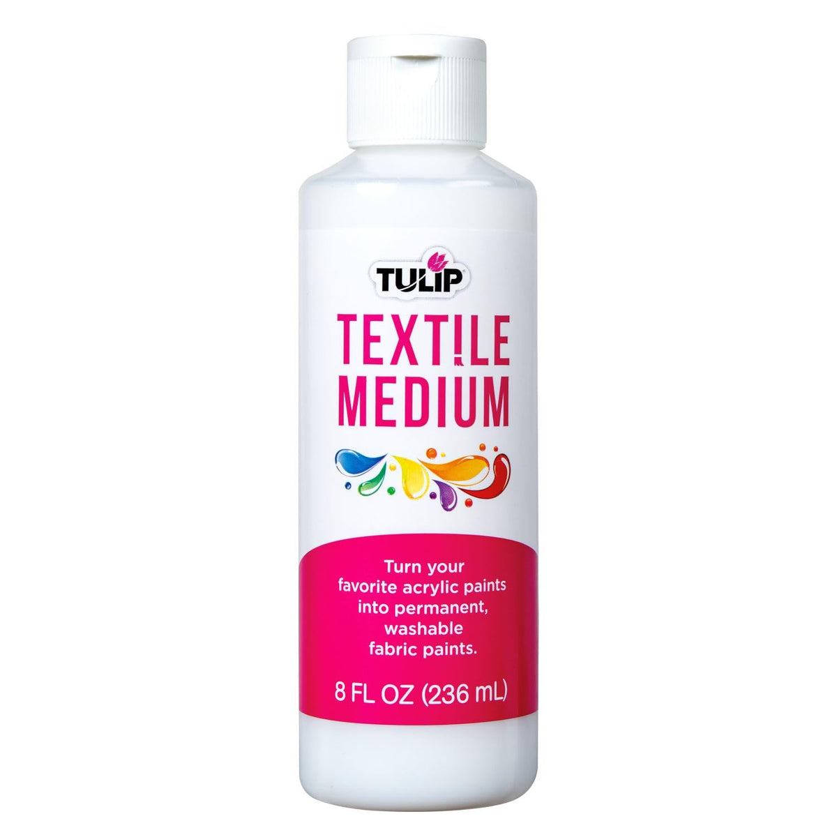 Tulip Textile Medium, Makes Acrylic Paint Permanent on Fabric, 8 fl. oz.