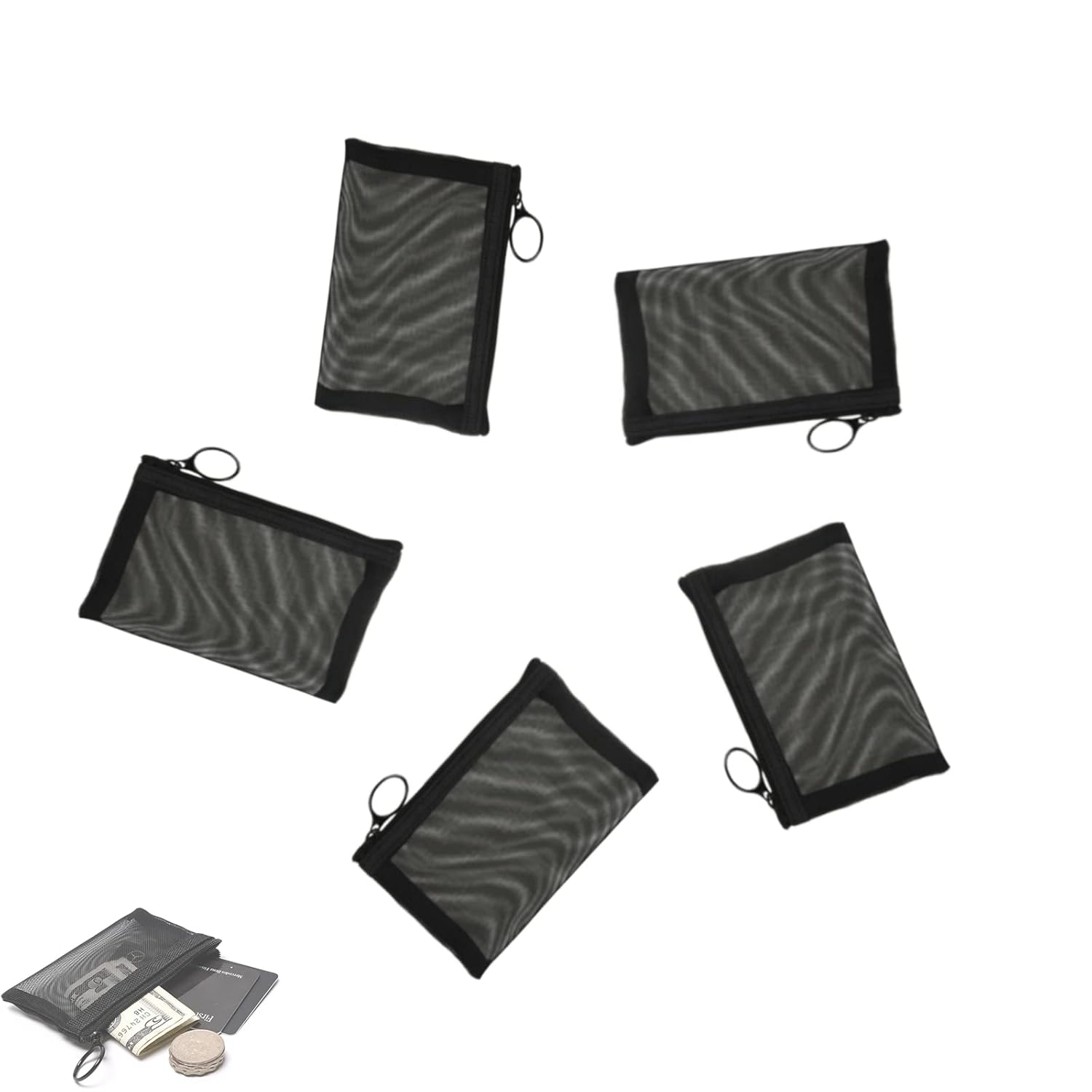 Buy now Patu Zipper Mesh Bags, Size M / A6, 5 Pieces, Beauty Makeup Cosmetic Accessories Organizer, Travel Toiletry Kit Set Storage Pouch, Black XS (5 pcs) at indiglob india