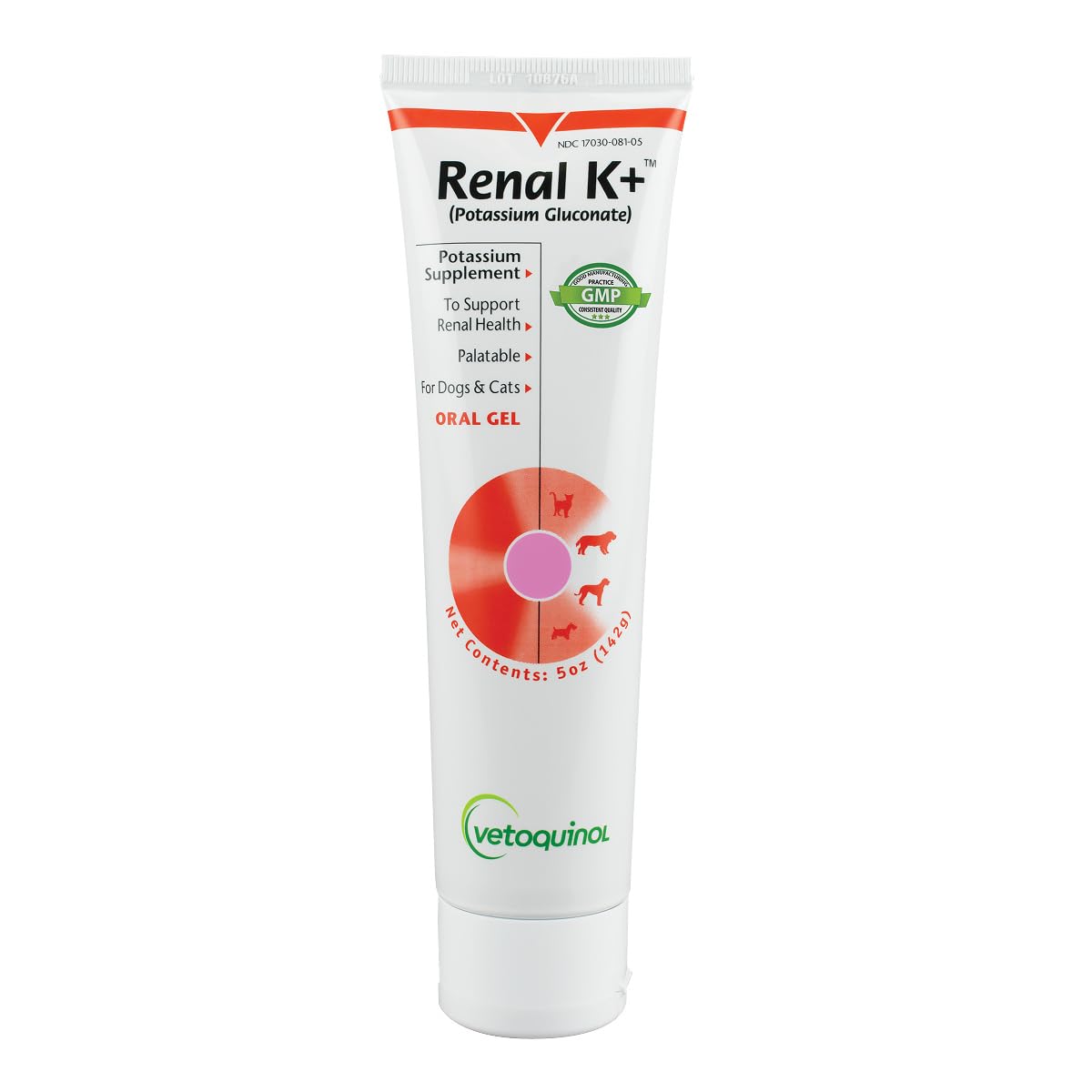 Vetoquinol Renal K, Potassium Gel for Dogs and Cats, Maple, 5 oz