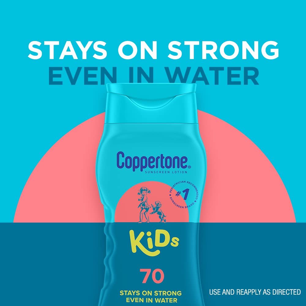Coppertone Kids Sunscreen Lotion SPF 70, Water Resistant, 8 Fl Oz Bottle