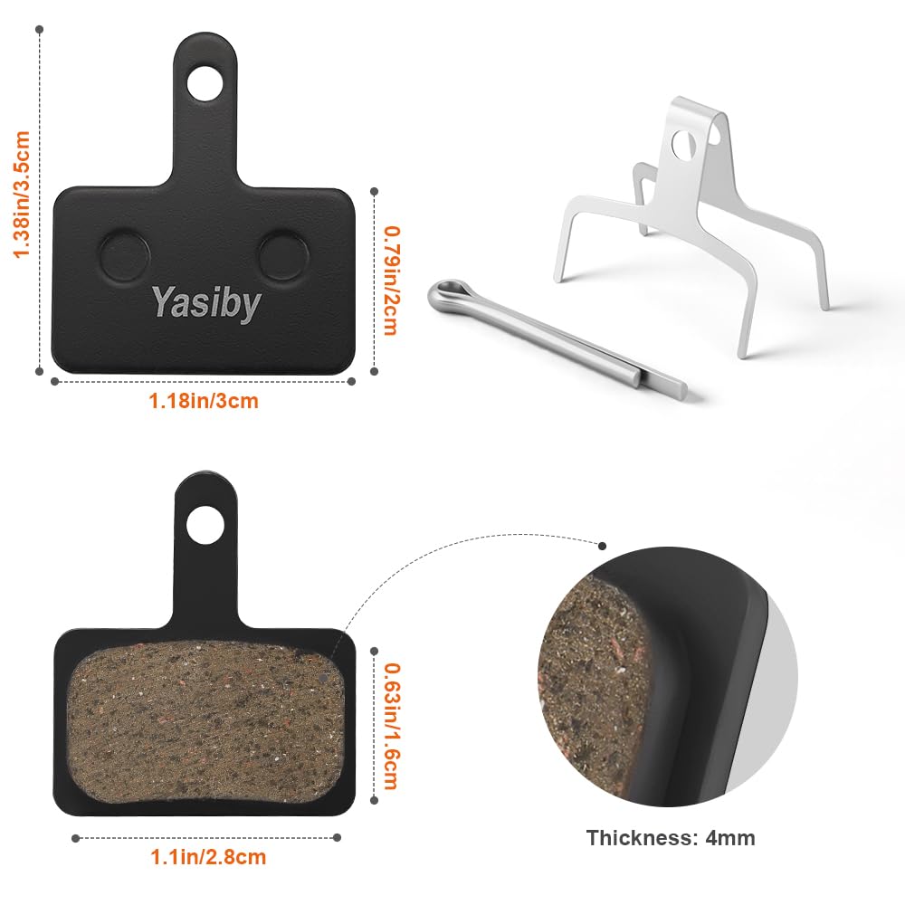 Bike Brake Pads, 4 Pairs Disc Brake Pads High-Performance with Installation Tools, Premium Semi-Metallic & Organic Resin MTB Bicycle Brake Pads Replacement Compatible with TRP Tektro Shimano Deore Br