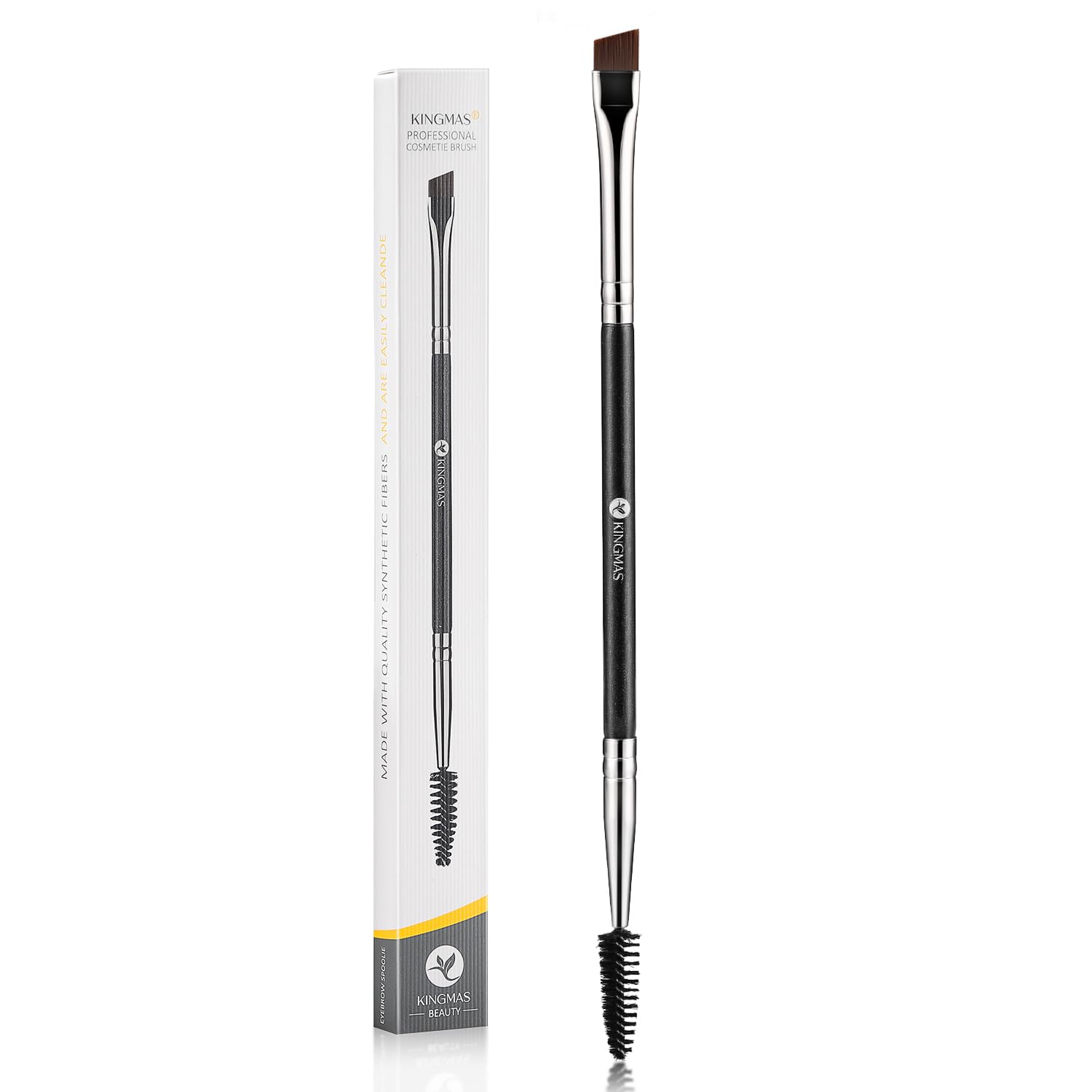 Eyebrow Brush Spoolie Dual Angled Eye Brow Brush Eyelash Comb | Eyebrow Tool for Lining and Shaping Brows or Lashes (Dark Brown)