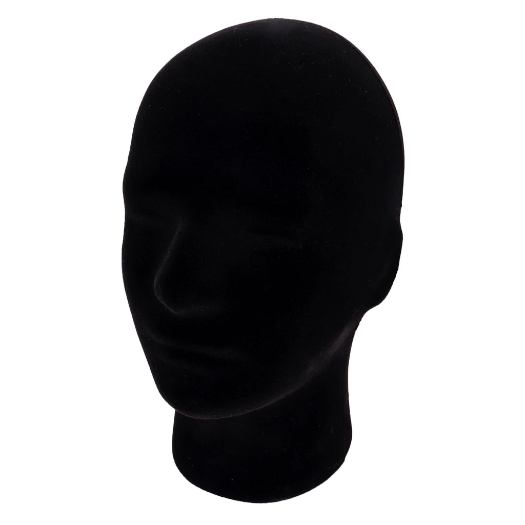 MapofBeauty Black Velvet Foam Mannequin Head Male Display Wig Stand, Black