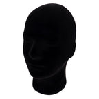 MapofBeauty Black Velvet Foam Mannequin Head Male Display Wig Stand, Black