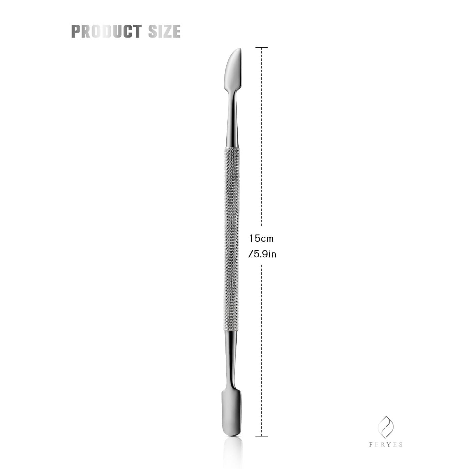 FERYES Professional Cuticle Pushers - Dual-Ended Stainless Steel Manicure and Pedicure Tools, Ergonomic Design Cuticle Stick and Undernail Clean Tool
