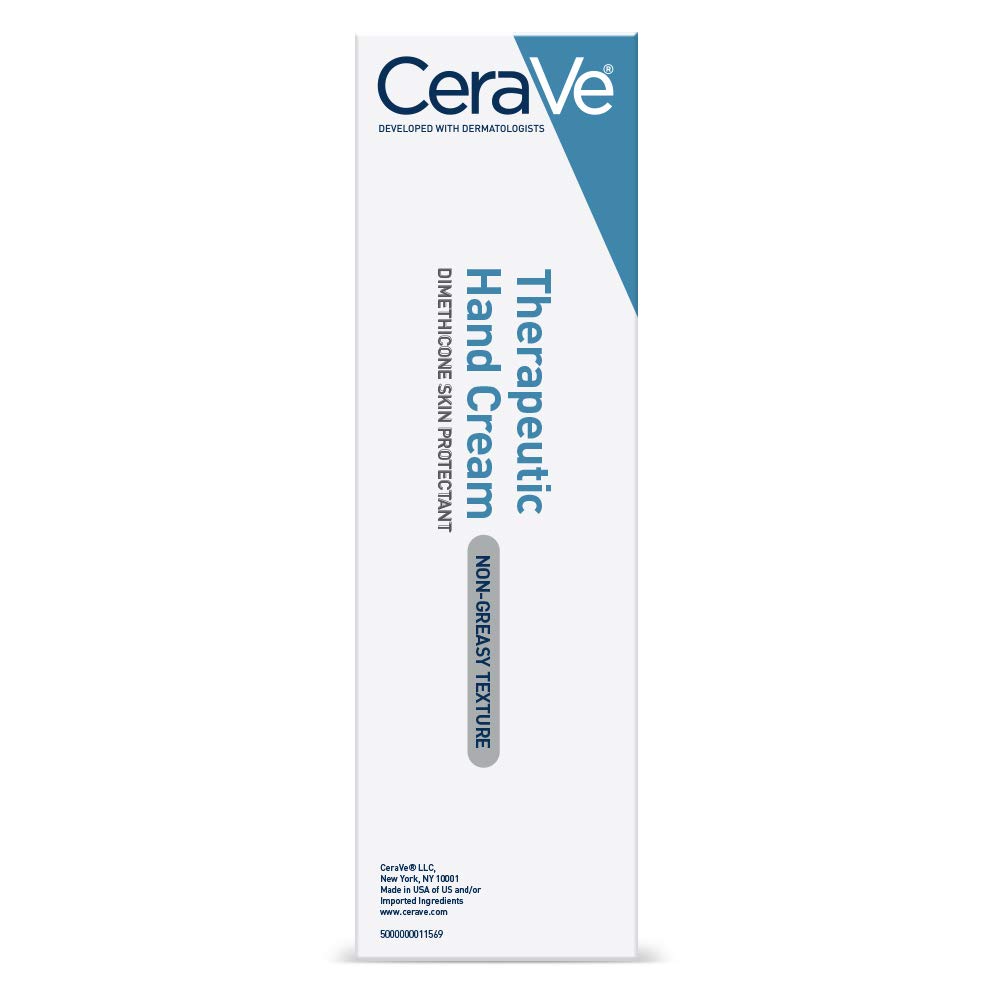 CeraVe Therapeutic Hand Cream, Hyaluronic Acid & Niacinamide Lotion, 3oz | Dermatologist-Tested Dimethicone Hand Lotion Protects Over-Worked Skin; Ideal Hand Cream For Dry Cracked Hands