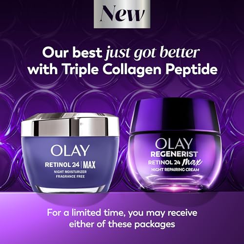 Buy now Olay Retinol Night Cream for Women, MAX, Anti-Aging Face Mousturizer, Fragrance-Free, Non Greasy - Anti-Wrinkle, Smooth Fine Lines, Hydrating Skin Care - Triple Collagen Cream, Niacinamide, 1.7oz at indiglob india