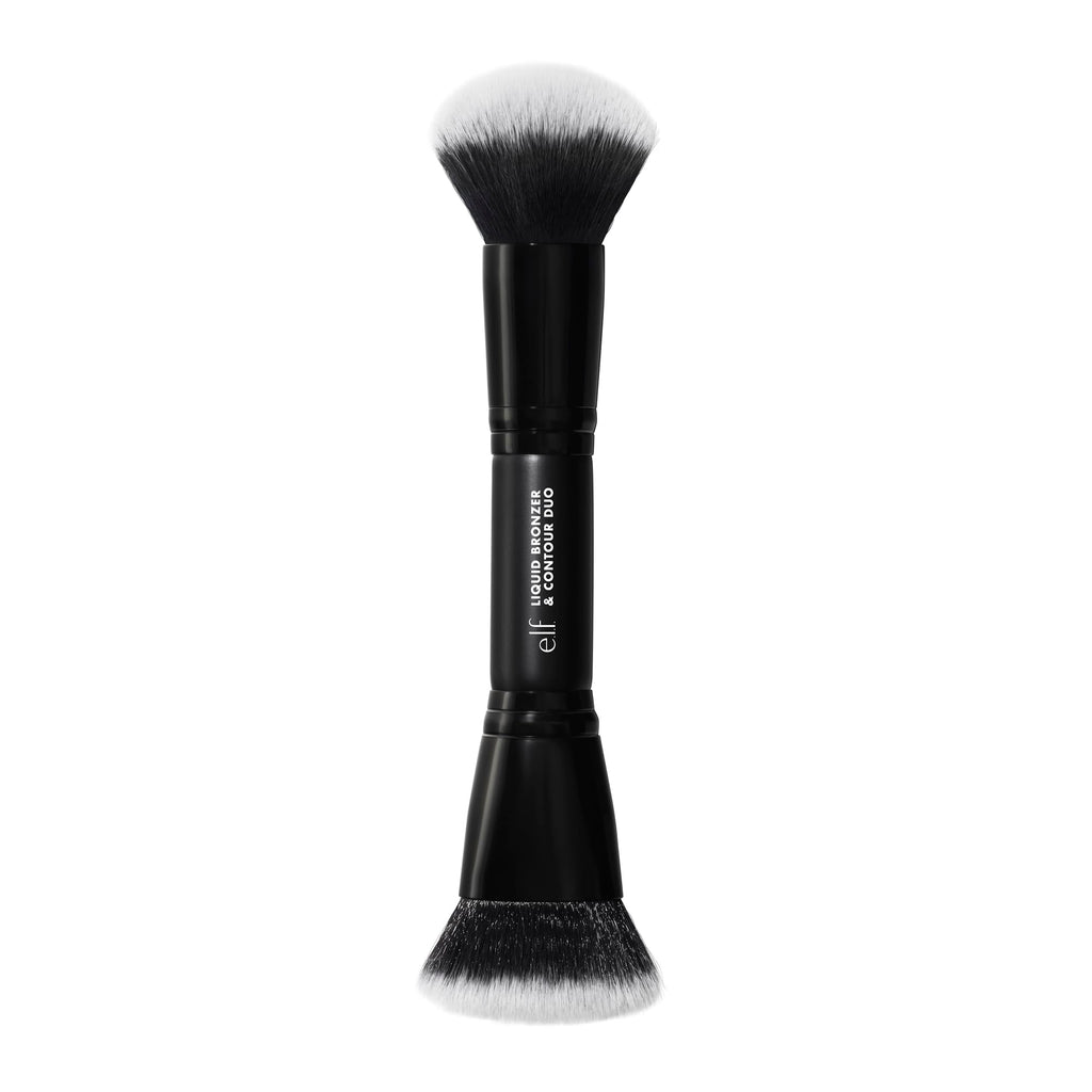 e.l.f. Liquid Bronzer & Contour Duo Brush | Silky Highly Pigmented Formula with Dual-ended Makeup Brush, Synthetic Bristles, 100% Vegan and Cruelty-Free