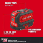 Buy now CRAFTSMAN V20 Charger, Power Inverter, Charging Ports for Type-C, Type-A, and AC, 150 Watts, Bare Tool Only (CMCB1150B) at indiglob india