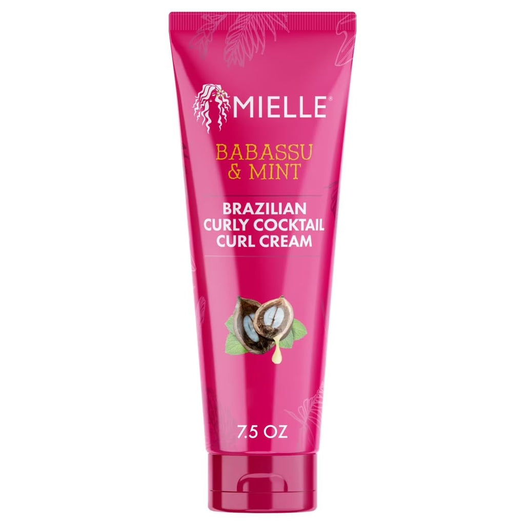 Mielle Organics Babassu & Mint Brazilian Curly Cocktail Curl Cream - Curl Defining, Hair Styling Cream for Textured Hair - Locks in Moisture, Boosts Definition & Softens Textured Hair, 7.5 Ounce