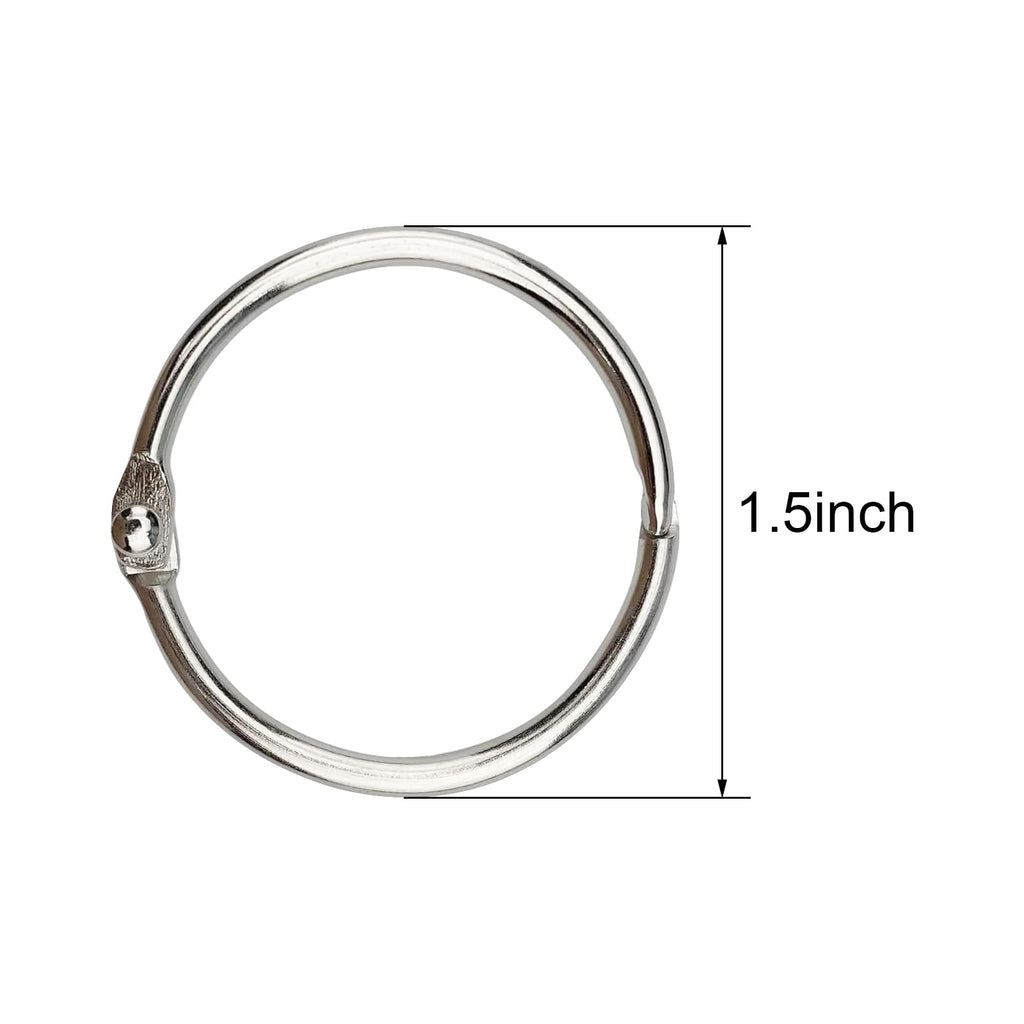 KTOJOY 1.5 Inch (20 Pack) Loose Leaf Binder Book Rings, with Metal Nickel Plated for Key,and Index Cards, for School, Home, or Office, Silver