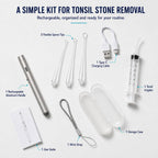Easy Tonsil Stone Remover- Electronic Tonsil Stone Removal Kit with Aluminum Alloy Body, Built-in LED Light & Flexible Probe - Painless Tonsillolith Remover Tool for Bad Breath - Rechargeable