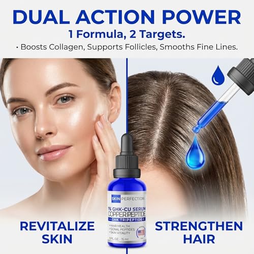 Buy now Skin Perfection GHK-CU Copper Peptides Serum for Face & Hair - Copper Peptide for Skin, Hair & Scalp - 1% Blue Liquid for Face, Neck, Body, and Scalp â€“ Multi-Use Serum Booster with Dropper 0.5 fl oz at indiglob india