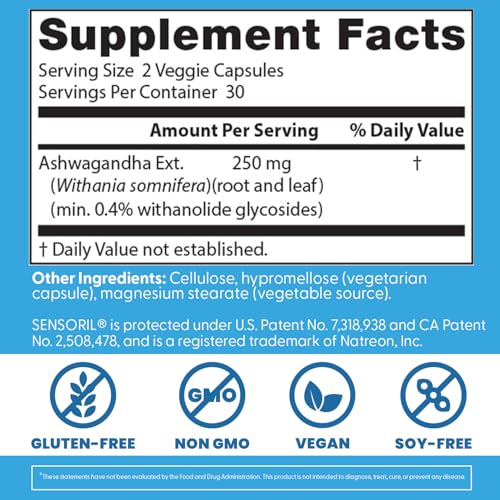 Buy now Doctor's Best Ashwagandha with Sensoril, Ayurvedic Herb, Standardized Withania somnifera Extract, Clinically Proven to Support Mental Focus, Cardiovascular Health & Healthy Energy, 125mg, 60 Count at indiglob india