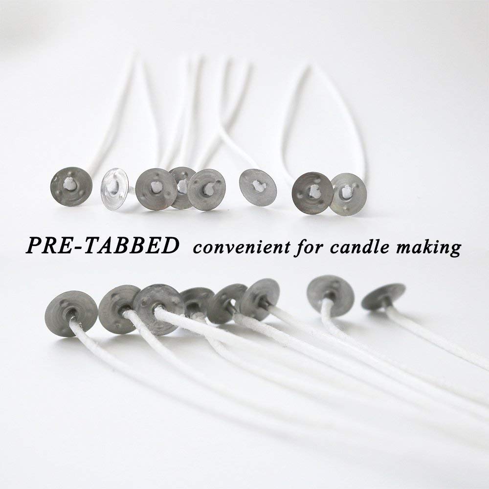 EricX Light 100 Piece Natural Candle Wick, Low Smoke 6" Pre-Waxed & 100% Natural Cotton Core,For Candle Making,Candle DIY